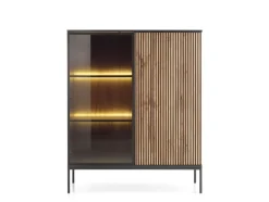 Piaski Witryny Do Jadalni|Witryny Do Salonu*Przeszklona witryna frezowana z oświetleniem Sento czarny / dąb wotan