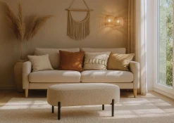 Hauss Pufy Do Przedpokoju|Pufy Do Sypialni*Pufa do toaletki beżowa Delice II Sole 05