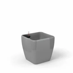 ArteHome Doniczki I Osłonki*Quadra reprezentacyjna donica w kolorze srebrnym z wkładem nawadniającym 28x28x26