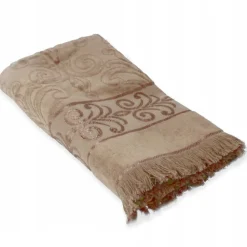 ArteHome Ręczniki*Ręcznik żakardowy 50x90cm beżowy z ozdobnym strzępieniem na końcach