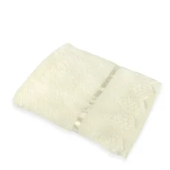 ArteHome Ręczniki*Ręcznik bawełniany 30x50cm z koronką i ozdobną tasiemką kremowy