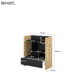 Lenart Tapczany|Nadstawki Do Półkotapczanu*REGAŁ BC-25 DO PÓŁKOTAPCZANU CZARNY / DĄB ARTISAN 92x108 BED CONCEPT