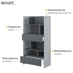 Lenart Tapczany|Nadstawki Do Półkotapczanu*REGAŁ BC-28 DO PÓŁKOTAPCZANU GRAFITOWY / SZARY 92x178 BED CONCEPT
