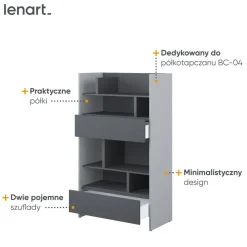 Lenart Tapczany|Nadstawki Do Półkotapczanu*REGAŁ BC-27 DO PÓŁKOTAPCZANU GRAFITOWY / SZARY 92x158 BED CONCEPT