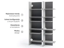 Lenart Szafki I Regały Do Biura|Szafki I Regały Do Pokoju Młodzieżowego*Regał otwarty z oświetleniem LED Fitt FL-01L