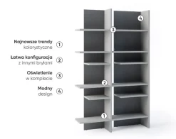 Lenart Szafki I Regały Do Biura|Szafki I Regały Do Pokoju Młodzieżowego*Regał otwarty z oświetleniem LED Fitt FL-01R