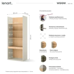 Dzieci Lenart Szafki I Regały Do Biura|Szafki I Regały Do Pokoju Młodzieżowego*Regał otwarty z półkami WO-04 kolor szampański / dąb vincenza bielona