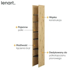 Lenart Nadstawki Do Półkotapczanu|Szafki Do Półkotapczanu*REGAŁ Z PÓŁKAMI BC-24 DO PÓŁKOTAPCZANU CZARNY / DĄB ARTISAN 27x218 BED CONCEPT