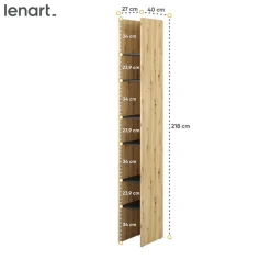 Lenart Nadstawki Do Półkotapczanu|Szafki Do Półkotapczanu*REGAŁ Z PÓŁKAMI BC-24 DO PÓŁKOTAPCZANU CZARNY / DĄB ARTISAN 27x218 BED CONCEPT