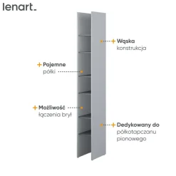 Lenart Tapczany|Nadstawki Do Półkotapczanu*REGAŁ Z PÓŁKAMI BC-24 DO PÓŁKOTAPCZANU GRAFITOWY / SZARY 27x218 BED CONCEPT