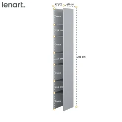 Lenart Tapczany|Nadstawki Do Półkotapczanu*REGAŁ Z PÓŁKAMI BC-24 DO PÓŁKOTAPCZANU GRAFITOWY / SZARY 27x218 BED CONCEPT