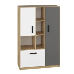 Dzieci ML Meble Regały Do Pokoju Młodzieżowego|Szafki I Regały Do Pokoju Dziecięcego*Regał z półkami i szufladą FINI 05 antracyt