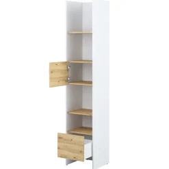 Lenart Tapczany|Nadstawki Do Półkotapczanu*REGAŁ Z SZAFKĄ I PÓŁKAMI BC-23 DO PÓŁKOTAPCZANU DĄB ARTISAN / BIAŁY 44x218 BED CONCEPT