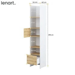 Lenart Tapczany|Nadstawki Do Półkotapczanu*REGAŁ Z SZAFKĄ I PÓŁKAMI BC-23 DO PÓŁKOTAPCZANU DĄB ARTISAN / BIAŁY 44x218 BED CONCEPT