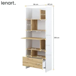 Lenart Tapczany|Nadstawki Do Półkotapczanu*REGAŁ Z SZAFKĄ I PÓŁKAMI BC-22 DO PÓŁKOTAPCZANU DĄB ARTISAN / BIAŁY 84x218 BED CONCEPT