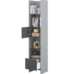 Lenart Tapczany|Nadstawki Do Półkotapczanu*REGAŁ Z SZAFKĄ I PÓŁKAMI BC-23 DO PÓŁKOTAPCZANU GRAFITOWY / SZARY 44x218 BED CONCEPT