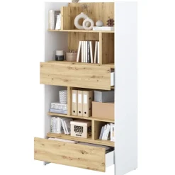 Lenart Tapczany|Nadstawki Do Półkotapczanu*REGAŁ Z SZUFLADAMI BC-28 DO PÓŁKOTAPCZANU DĄB ARTISAN / BIAŁY 92x178 BED CONCEPT