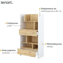 Lenart Tapczany|Nadstawki Do Półkotapczanu*REGAŁ Z SZUFLADAMI BC-28 DO PÓŁKOTAPCZANU DĄB ARTISAN / BIAŁY 92x178 BED CONCEPT