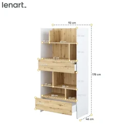 Lenart Tapczany|Nadstawki Do Półkotapczanu*REGAŁ Z SZUFLADAMI BC-28 DO PÓŁKOTAPCZANU DĄB ARTISAN / BIAŁY 92x178 BED CONCEPT