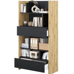 Lenart Tapczany|Nadstawki Do Półkotapczanu*REGAŁ Z SZUFLADAMI BC-28 DO PÓŁKOTAPCZANU CZARNY / DĄB ARTISAN 92x178 BED CONCEPT