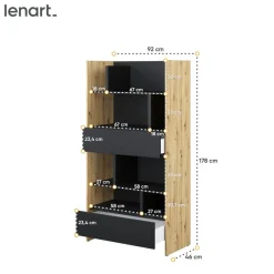 Lenart Tapczany|Nadstawki Do Półkotapczanu*REGAŁ Z SZUFLADAMI BC-28 DO PÓŁKOTAPCZANU CZARNY / DĄB ARTISAN 92x178 BED CONCEPT