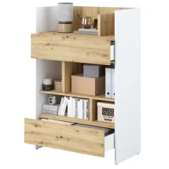 Lenart Tapczany|Nadstawki Do Półkotapczanu*REGAŁ Z SZUFLADAMI BC-26 DO PÓŁKOTAPCZANU DĄB ARTISAN / BIAŁY 92x138 BED CONCEPT
