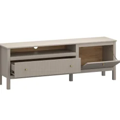 Mebelbos Szafki Rtv Do Salonu|Szafki Rtv*Ryflowana szafka RTV z szufladą i szafką kolor taupe KLEO KL-10