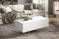 Bogart Stoliki Kawowe I Ławy*SCALIA ŁAWA 120 2K - biały mat / złote nogi