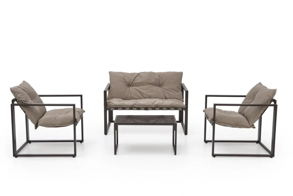 Halmar Meble Ogrodowe*SHARK zestaw ogrodowy ( sofa + fotel 2x + ława ), ciemny brąz / cappuccino (1p=1szt)1 sztuka