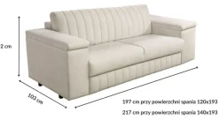 Libro Kanapy I Sofy Do Salonu|Sofy Dwuosobowe*Sofa rozkładana ze stelażem włoskim i materacem Grace