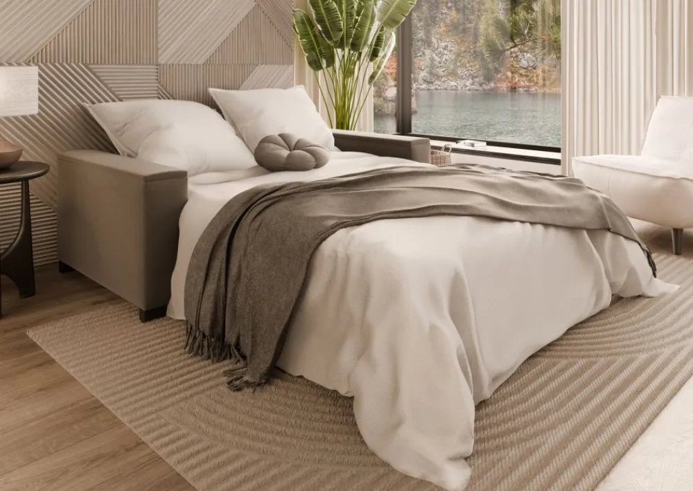 Hauss Kanapy I Sofy Do Salonu|Sofy Dwuosobowe*Sofa z funkcją spania 140x204 cm Lora 3FP cappucino uttario Velvet 2976