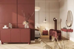 Bogart Komody*SONATIA II KOMODA 150 3D2SZ - burgund / nogi kule