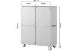 Bogart Komody*SONATIA II KREDENS 120 2D2SZ - cashmere / nogi kule