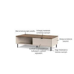 Mebelbos Ławy I Stoliki Do Salonu|Stoliki Kawowe I Ławy*Stolik kawowy ława EVO 1s/120 cm kaszmir / dąb castello EO-04