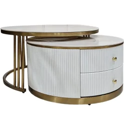 ArteHome Stoliki Kawowe I Ławy*Stolik kawowy biały Luis w stylu glamour 2 w 1