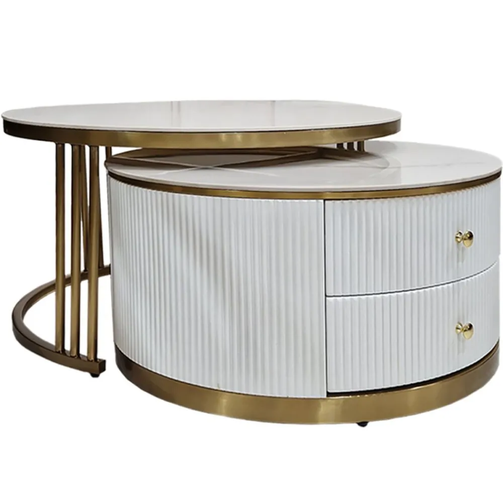 ArteHome Stoliki Kawowe I Ławy*Stolik kawowy biały Luis w stylu glamour 2 w 1