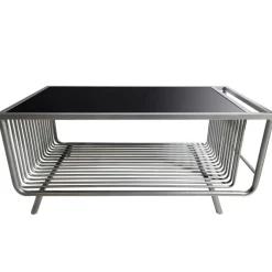 ArteHome Stoliki Kawowe I Ławy*Stolik kawowy Bonda 100/50cm srebrny z czarnym hartowanym szkłem