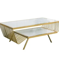 ArteHome Stoliki Kawowe I Ławy*Stolik kawowy Esonne glamour 100/52cm złoty z białym marmurowym blatem