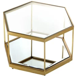 ArteHome Stoliki Kawowe I Ławy*Stolik kawowy Grafik 60/37/52cm złoty szklany z dodatkowym lustrzanym blatem