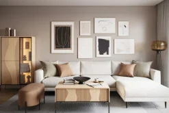 Lenart Ławy I Stoliki Do Salonu|Szafki Nocne*Stolik kawowy z obłymi wzorami Flow FW-06 dąb vincenza bielona/czarny