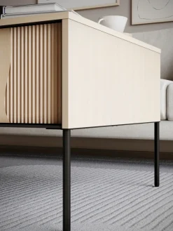 Lenart Ławy I Stoliki Do Salonu|Szafki Nocne*Stolik kawowy z obłymi wzorami Flow FW-06 dąb vincenza bielona/czarny