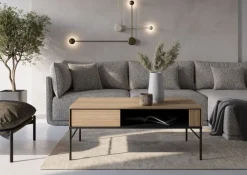 Lenart Ławy I Stoliki Do Salonu|Stoliki Kawowe I Ławy*Stolik kawowy z półką VISSO VI-09 dąb linearny