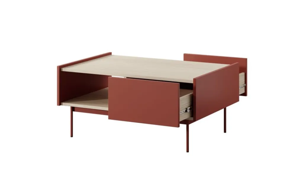 Piaski Ławy I Stoliki Do Salonu|Stoliki Kawowe I Ławy*Stolik kawowy z szufladami Colour ceramiczny czerwony
