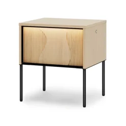 Lenart Szafki Nocne Do Sypialni|Szafki Nocne*Stolik nocny z oświetleniem LED Flow FW-07 dąb vincenza bielona/czarny