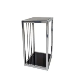 ArteHome Stoliki Kawowe I Ławy*Stolik pomocniczy glamour Roma 50/30/30 cm boczny stolik nocny czarne szkło srebrny