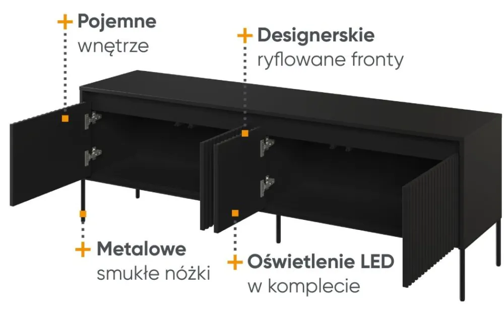Lenart Szafki Rtv Do Salonu|Szafki Rtv*Stolik RTV z lamelami Trend TR-05 czarna