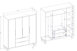 Helvetia Szafy Do Przedpokoju|Szafy Do Sypialni*Szafa czterodrzwiowa z szufladami Halle S dąb wotan