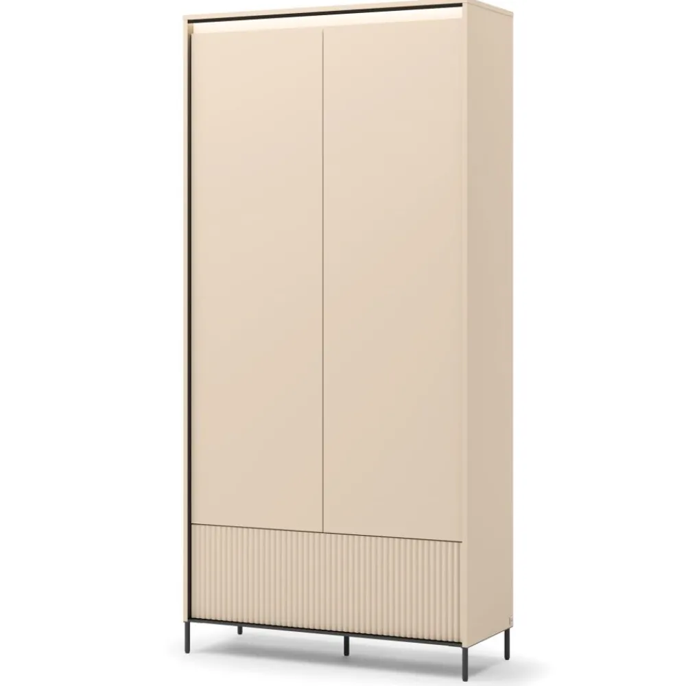 Lenart Szafy Do Przedpokoju|Szafy Do Sypialni*Szafa na ubrania z lamelami TREND TG-02 Beż piaskowy + czarny