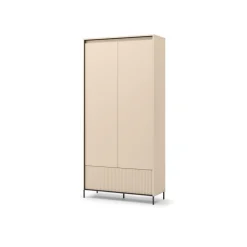 Lenart Szafy Do Przedpokoju|Szafy Do Sypialni*Szafa na ubrania z lamelami TREND TG-02 Beż piaskowy + czarny