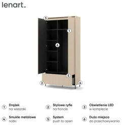 Lenart Szafy Do Przedpokoju|Szafy Do Sypialni*Szafa na ubrania z lamelami TREND TG-02 Beż piaskowy + czarny